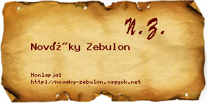Nováky Zebulon névjegykártya